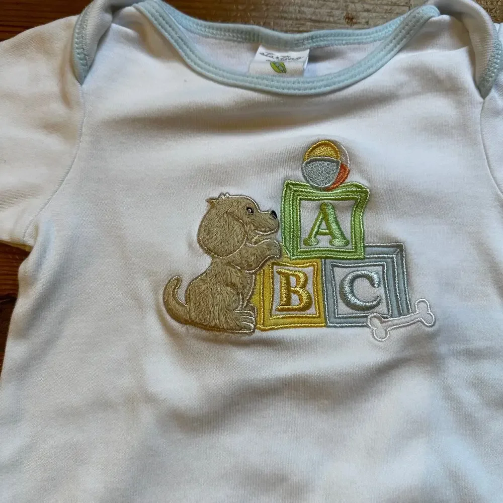 Starting Out white dog blocks‎ embroidered sleep dress SIZE 0-6M